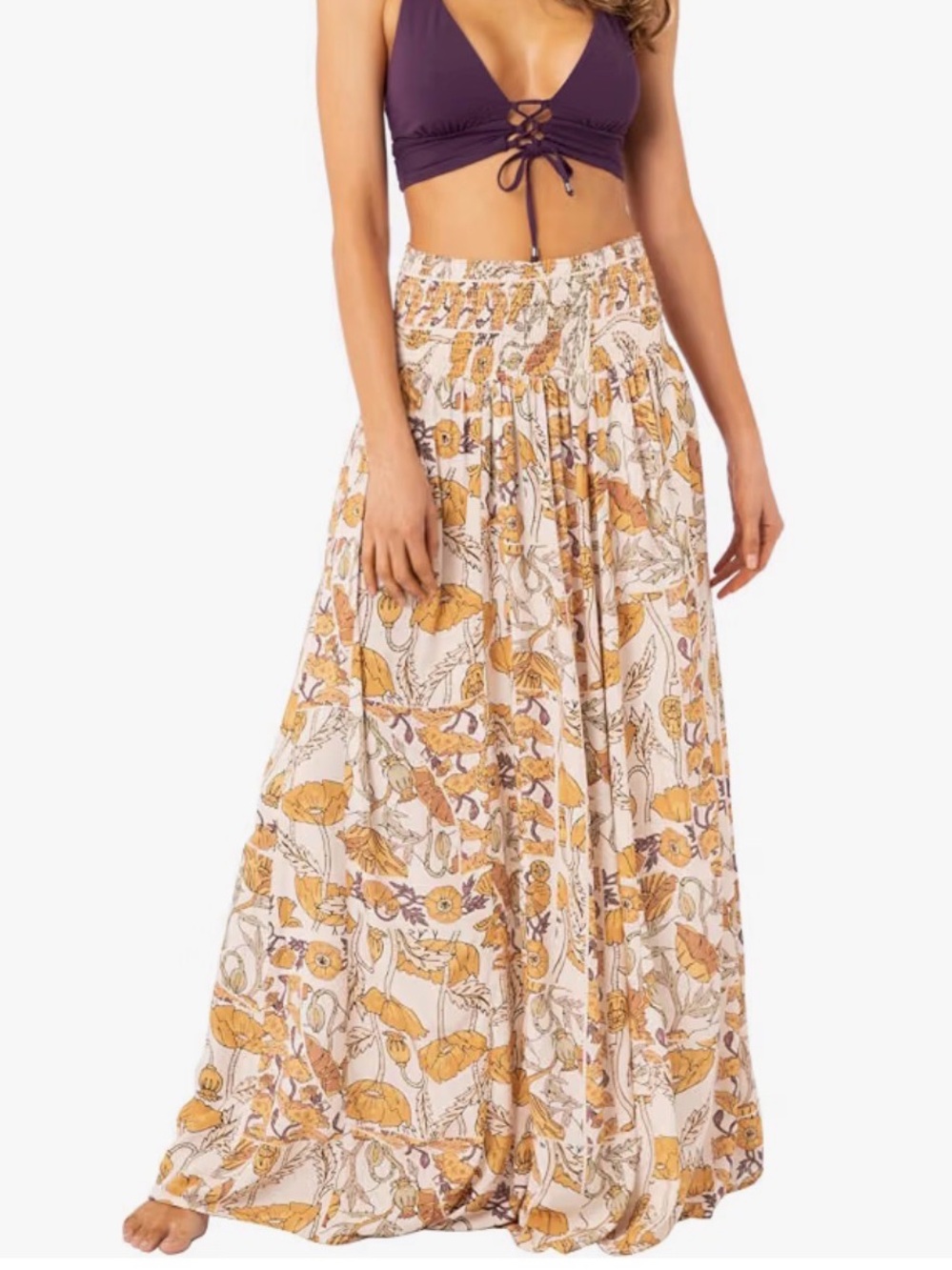 Maaji botanical smocked Jolie beach cover up dress skirt Sz small
